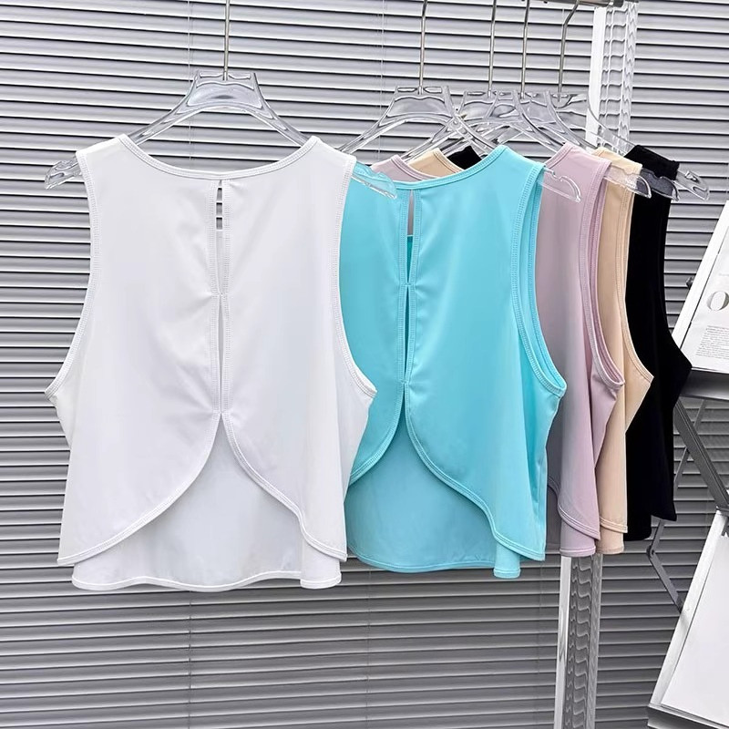 【MAGGIEYOGA】เสื้อครอปท็อป แขนกุด ทรงหลวม สุดเซ็กซี่ เหมาะกับการเล่นโยคะ พิลาทิส สไตล์สปอร์ต