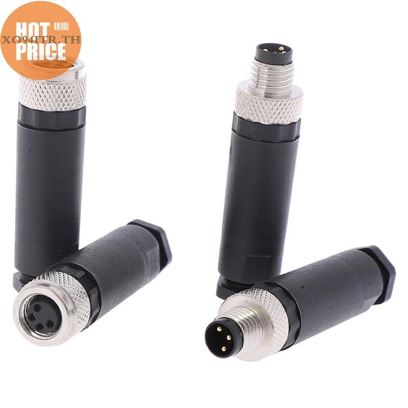 XOITR 1 PC M8 Sensor Connector 3/4 Pin ปลั๊กมุมตรงชาย/หญิง TH