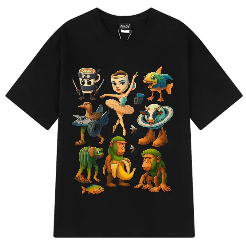 แฟชั่นพิมพ์ตลกกราฟิก Meme เสื้อยืดสมองหักอิตาลี Trrala Tralala Tung Shad Sahur Ballerina Capuchina B