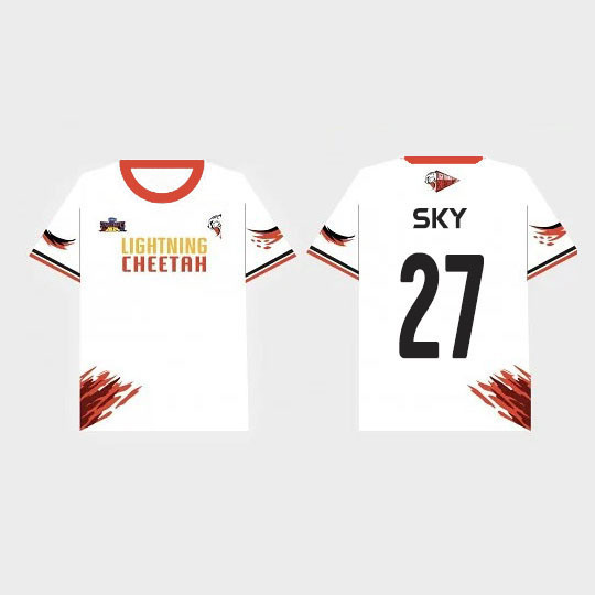 LIGHTNING CHEETAH Shadow Eagle JERSEY สีขาวลูกเรือคอแขนสั้นทีมสมาชิก Jersey Casual แฟชั่น, สบายและอเ