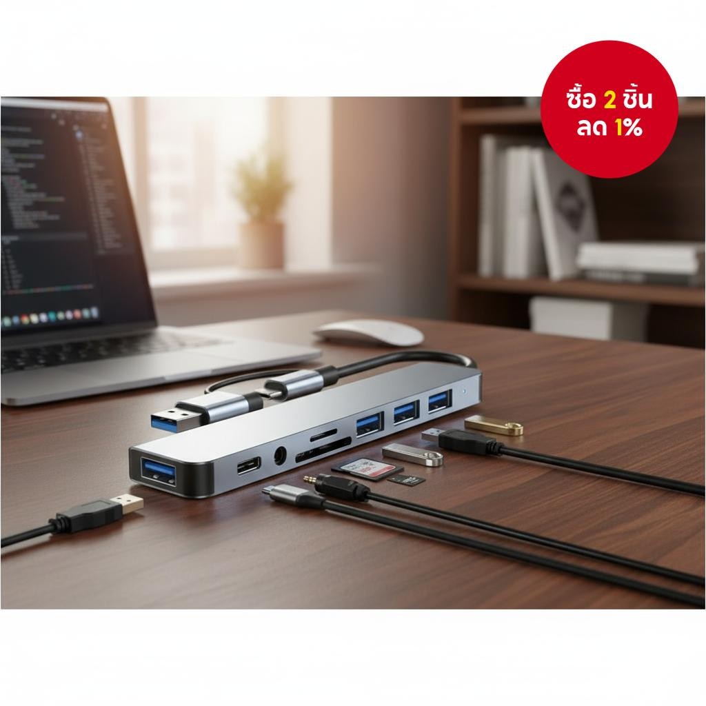 เครื่องอ่านการ์ด USB Type C 8in1 7in1 SD TF 3.5MM PD HUB Adapter OTG สําหรับ PC Laptop