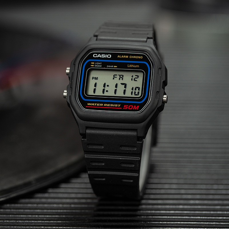Casio casio casio casio นาฬิกาผู้ชาย Retro Small Square นาฬิกาสีดํานักเรียนอิเล็กทรอนิกส์ Non-Mechan