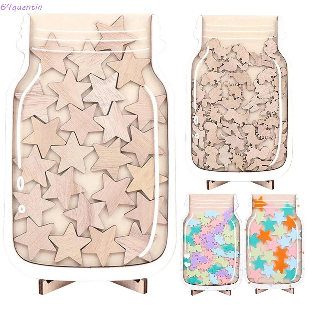 QHENTIN Positive Beahavior Rewards Jar, Invidation Wooden Kid Star Reward Jars, Routine Training Acr