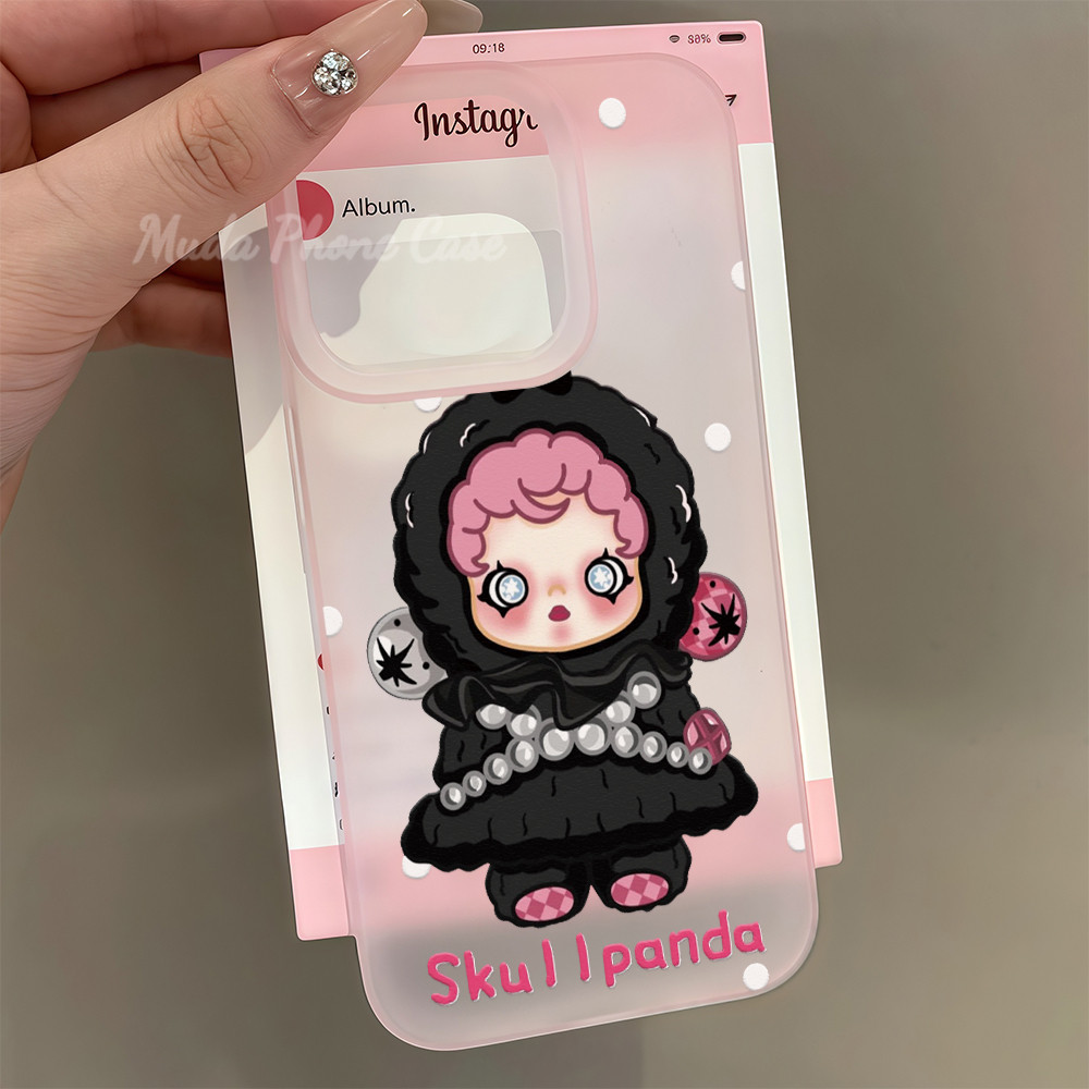กรณีมือถือน่ารักดำมืด ไข่มุก เคสสำหรับไอโฟน17promax 11 12 13 14plus 15PRO 16promax case for iphone 13 6/7/8PLUS X/XR/XS