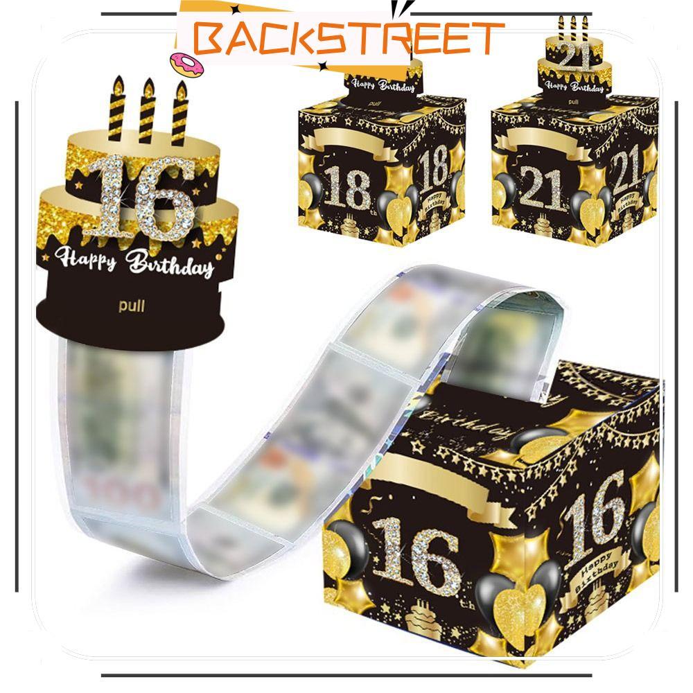 BACKSTREET Birthday Money Box, 16th 18th 21st Paper Cash Pull Gift Boxs, Fuuny Happy Birthday Creati