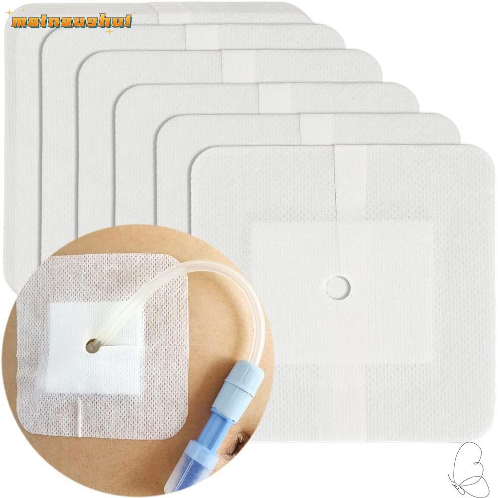 MAINAUSHUI 10 ชิ้น Feeding Tube Pad, อุปกรณ์ไตเทียมผ้าพันแผลแผล Chest Catheter Cover, ทนทาน Gtube อุ