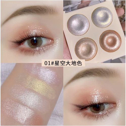 【ของขวัญฟรี】msyaho พาเลตต์ไฮไลท์โดนัท 4 สี กลิตเตอร์ ฉ่ำวาว ละเอียดอ่อน สีสันสดใส ทนทาน HO - รูปที่ 5