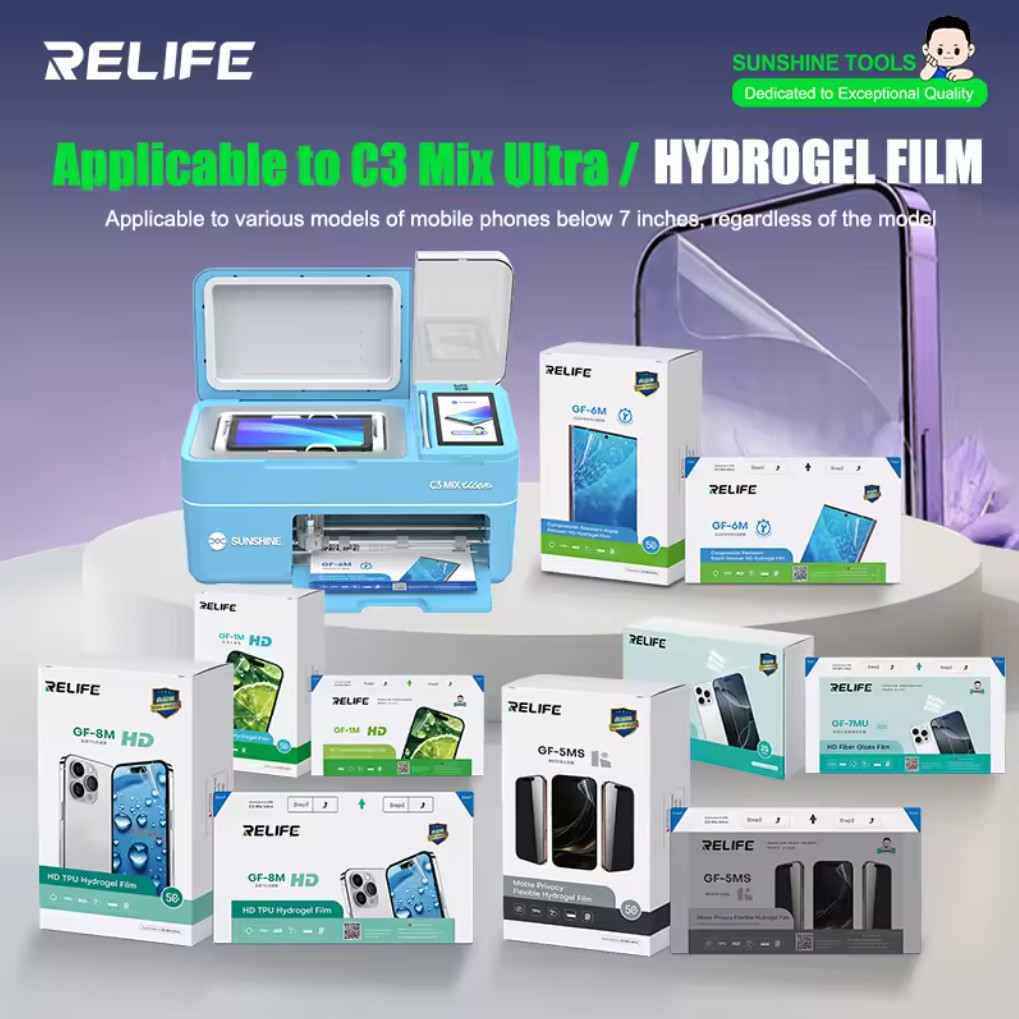 ฟิล์มไฮโดรเจล RELIFE GF Series Hydrogel Films สำหรับเครื่องตัด Sunshine C3 MIX Ultra (ราคาต่อ1แผ่น))