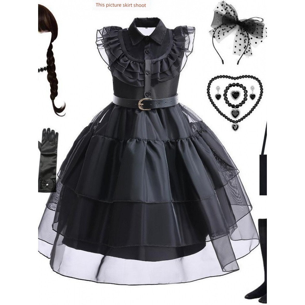 คอสเพลย์ halloween costume ชุดฮาโลวีน cos Adams Family Wednesday Cosplay เสื้อผ้าผู้หญิงเสื้อผ้าผู้ใ