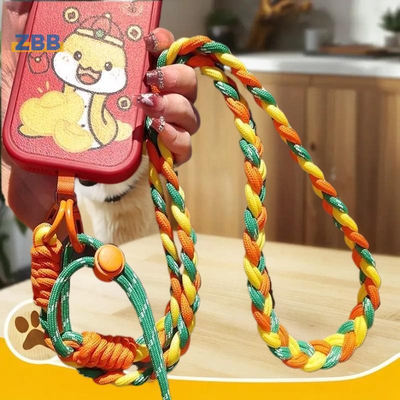 ZBB> ส่วนบุคคลสี Contrast ทอแป้งทอด Twists เชือก Cross Body คอแขวนโทรศัพท์มือถือ Anti-lost เชือกใหม่