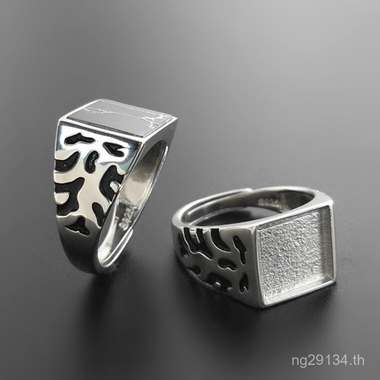แหวนเงินสเตอร์ลิง S925 แบบเรโทรสำหรับผู้ชาย พร้อมขายส่ง TJ168