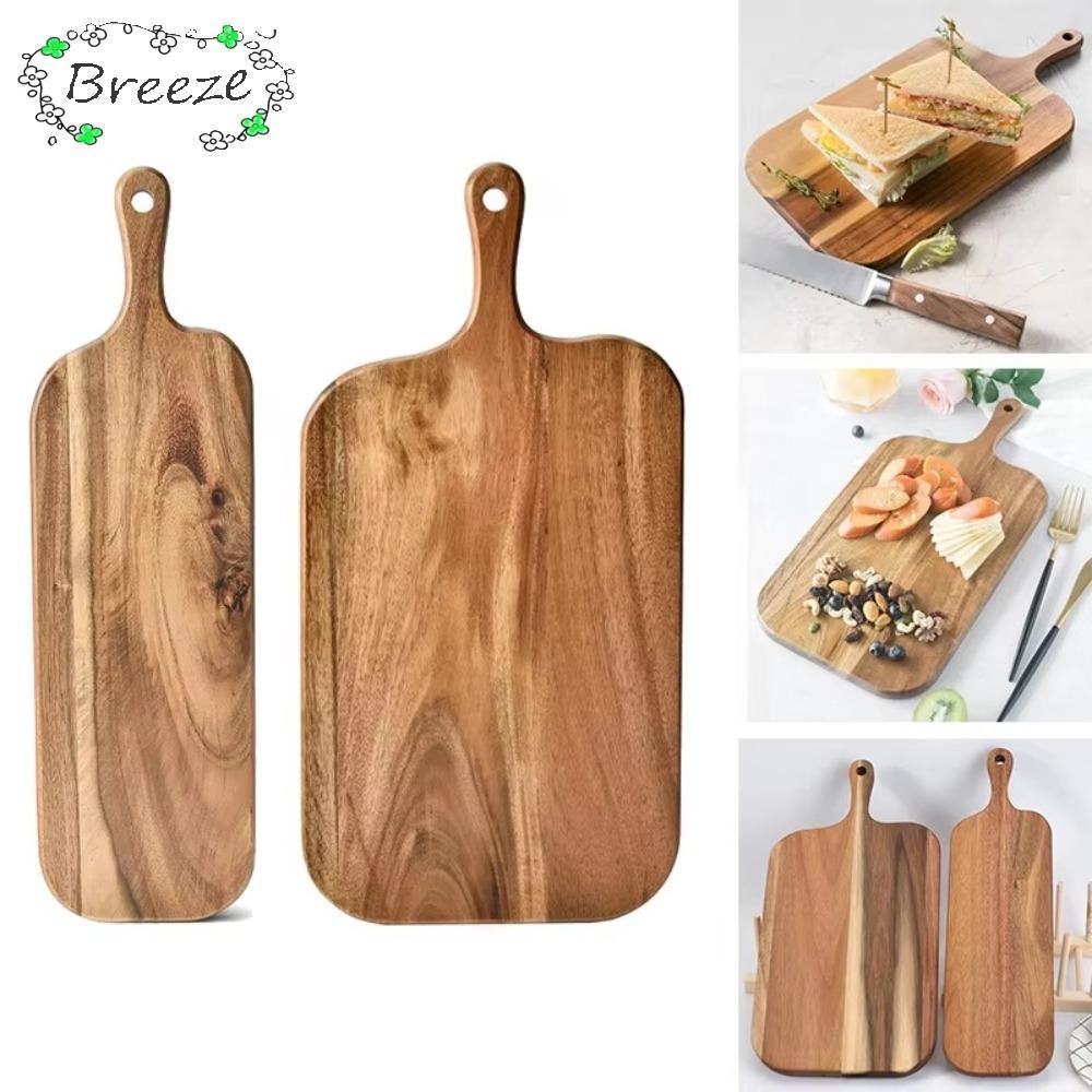 เขียง BREEZE อุปกรณ์ครัวป้องกันเชื้อรา กระดานชีสไม้ หนาพร้อมที่จับ ไม้เขียงไม้เนื้อแข็งในครัวเรือน