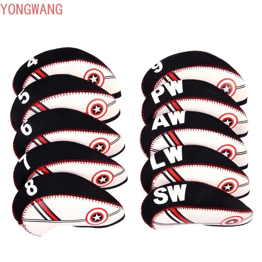 YONGWANG66ZX Golf Iron Headcover เสาเหล็ก 4 5 6 7 8 9 SW PW LW AW ทนทานกอล์ฟพัตเตอร์ 10 ชิ้น/เซ็ตฝาค