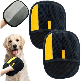 1คู่สัตว์เลี้ยงไฟฟ้าสถิตกําจัดขนถุงมือแปรงแมวผม น้ํายาล้าง แ…