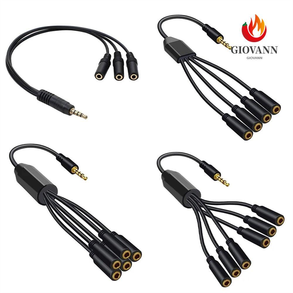 GIOVANNI ชุดหูฟัง Splitter สาย AUX สําหรับโทรศัพท์ 1/8" ชาย 3/4/5/6 3.5 มม.แจ็คหญิง 3.5 มม.ชายเพลงฟังสเตอริโอ Splitter Wire