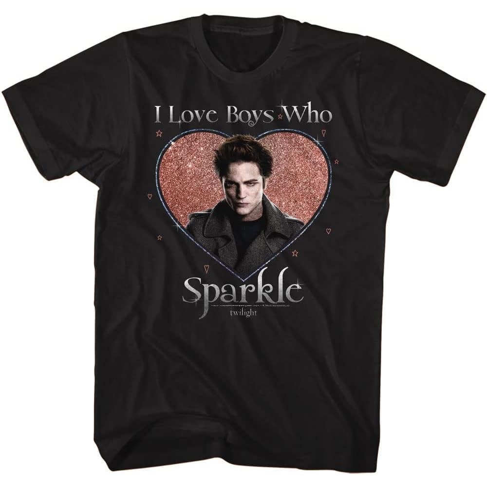 จัดส่งตลอด 24 ชั่วโมงTwilight T Shirt I Love Boys Who Sparkle Adult Short Sleeve T Shirts Twilight M