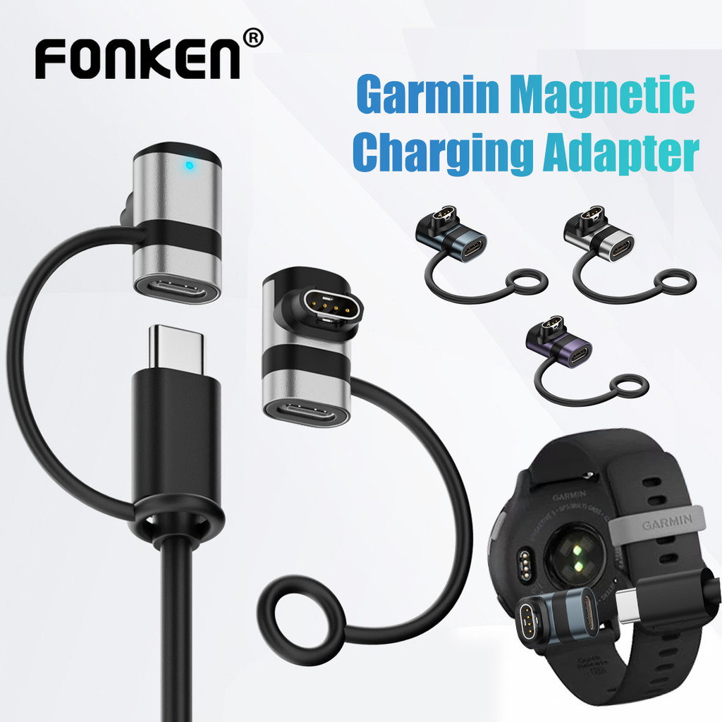 Fonken Type-C ถึง Gramin อะแดปเตอร์ชาร์จนาฬิกาตัวบ่งชี้ LED แม่เหล็กสําหรับ Garmin Watch Series