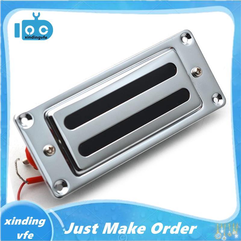 2 สาย 68X29MM มินิกีตาร์ไฟฟ้า Humbucker รถกระบะกรอบโลหะสําหรับ LP กีตาร์ Chrome, คอ