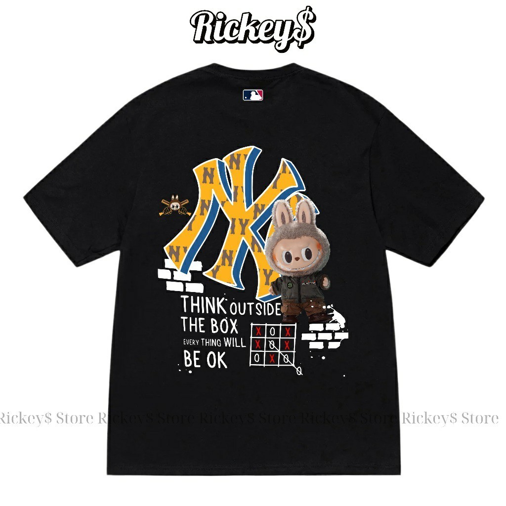 เสื้อยืด MBL Rab Pattern สำหรับทั้งชายและหญิง พร้อมข้อความ "Thinking Outside The Box" ทำจากเนื้อผ้าค