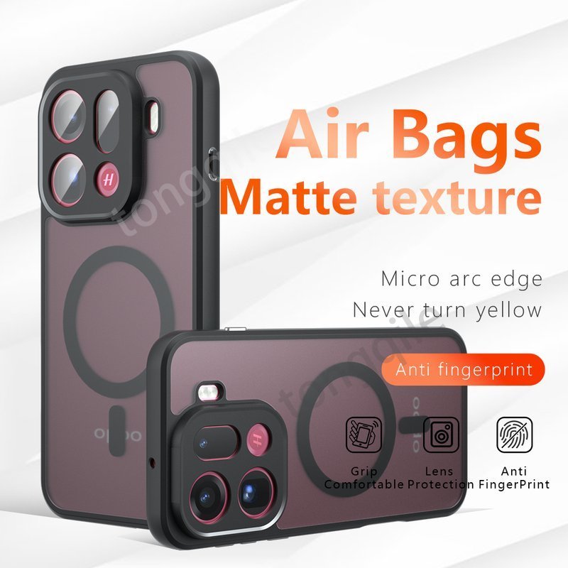 สําหรับ OPPO ค้นหา X9 Pro FindX9 X9Pro 5G 2025 เคสโทรศัพท์ฝาหลัง Matte Clear อะคริลิคโปร่งใสกันกระแทกกันชน Soft TPU Edge Anti Drop สนับสนุนแม่เหล็ก