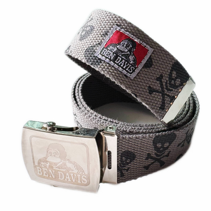 เข็มขัดผ้าใบกอริลลา ดีไซน์กะโหลกศีรษะ พร้อมหัวเข็มขัดอัตโนมัติ