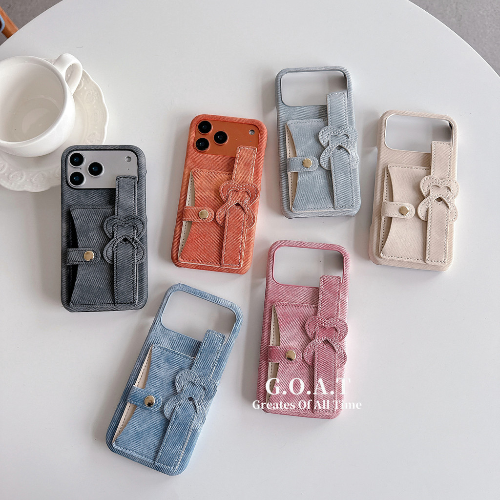 GOAT ผ้ายีนส์สร้างสรรค์ ทันสมัยและเรียบง่าย ปลอกกระเป๋าสายรัดข้อมือสําหรับ iPhone 17 pro max iPhone 17 16 15 11 14 12 13 pro max ป้องกันการตกฝาหลัง