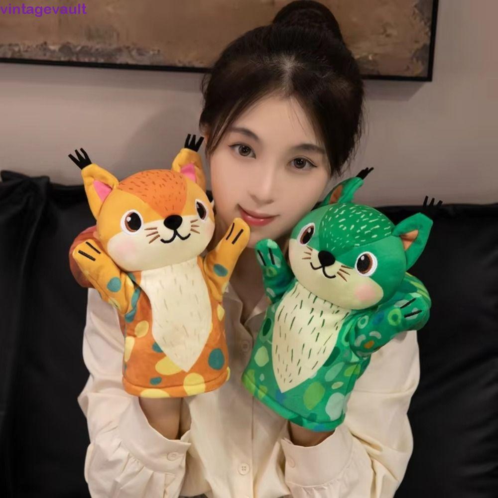 VINTAGEVAULT ตุ๊กตาสัตว์, Squirrel Storytelling ตุ๊กตากระรอกของเล่น, Movable ปากจําลอง Early Educati