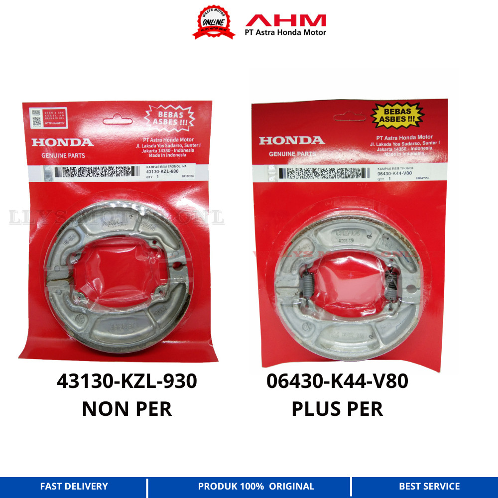 ผ้าเบรคหลังสําหรับ Vario Beat Scoopy Spacy Original AHM43130-KZL-930 - 06430-K44-V80 Original AM