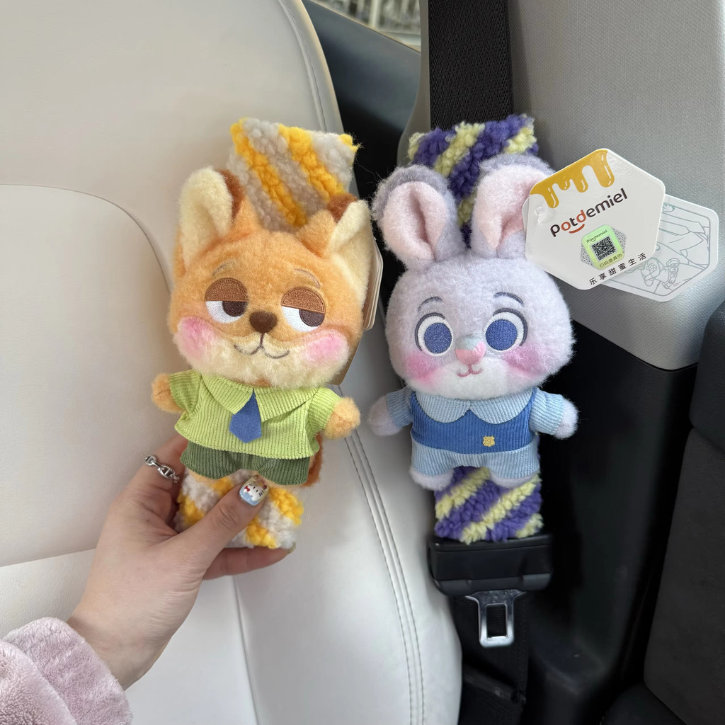 ตุ๊กตาน่ารักขั้นสูงไหล่ Zootopia Nick Wilde Judy Hopps Plush ShoulderPad อุปกรณ์ในรถยนต์ตุ๊กตาไหล่ป้องกันเข็มขัดนิรภัย Anti-Strangulation คอรถคู่ของขวัญ
