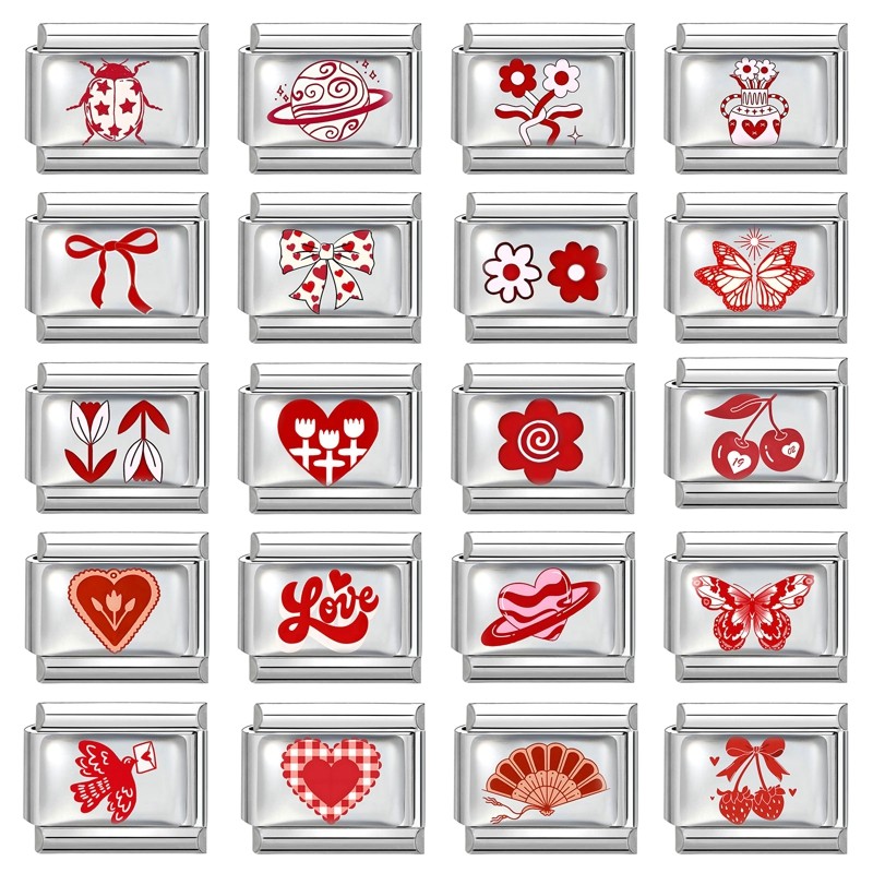 สร้อยข้อมือสแตนเลสใหม่ UV ลายดอกไม้และหัวใจอิตาเลียน ขนาด 9 มม. เหมาะสำหรับทำเครื่องประดับเอง เพิ่มสไตล์ให้คุณ - รูปที่ 3