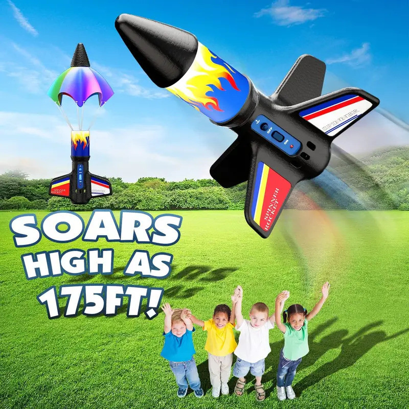 Electric Rocket Launcher Toys New Space Exploration Skyrocket With Parachute Kid Outdoor Toys Childr