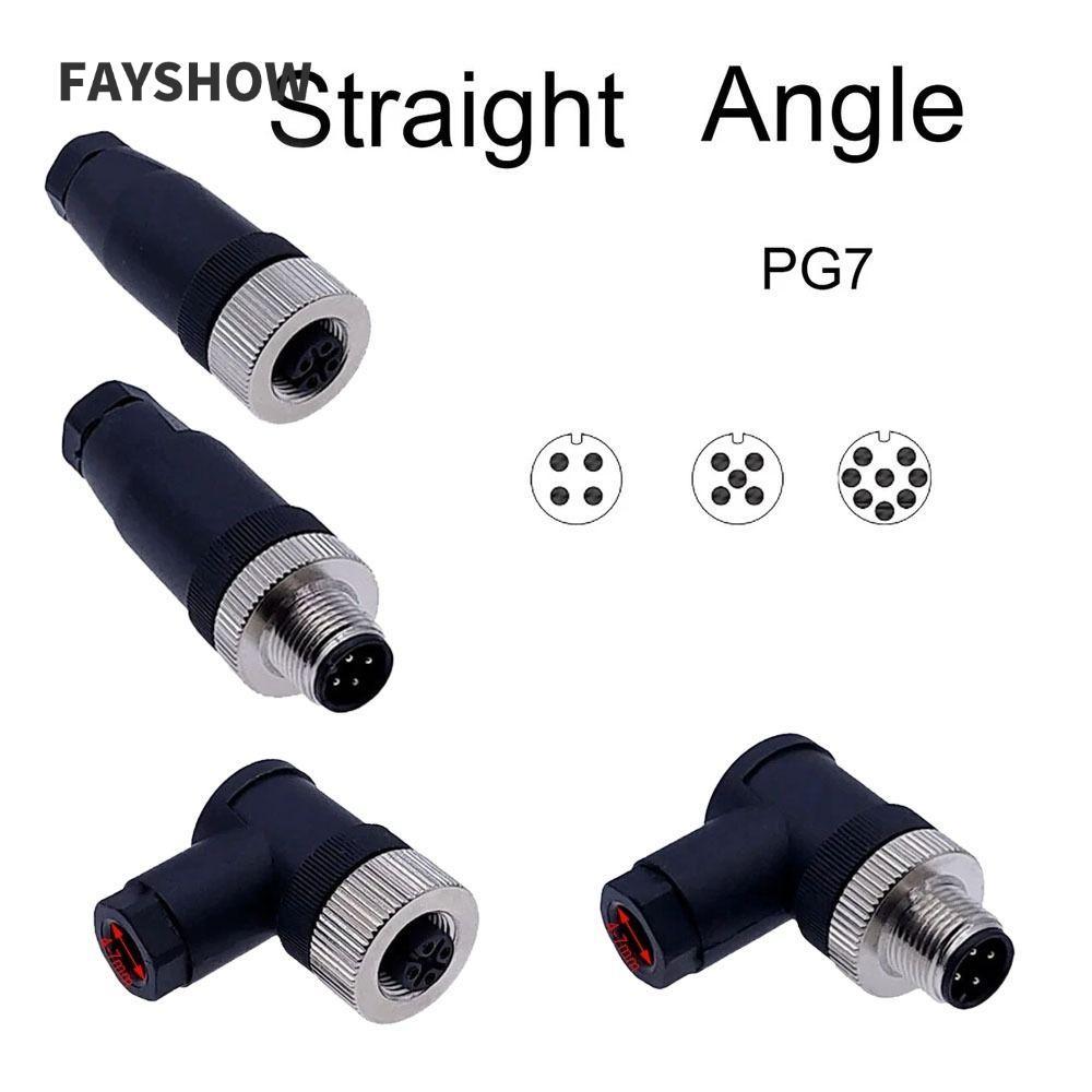 FAYSHOWTH M12 Sensor Connector, Connector 4 5 8 Pin M12 ปลั๊กการบิน, กันน้ําชายหญิงซ็อกเก็ต Power Ad