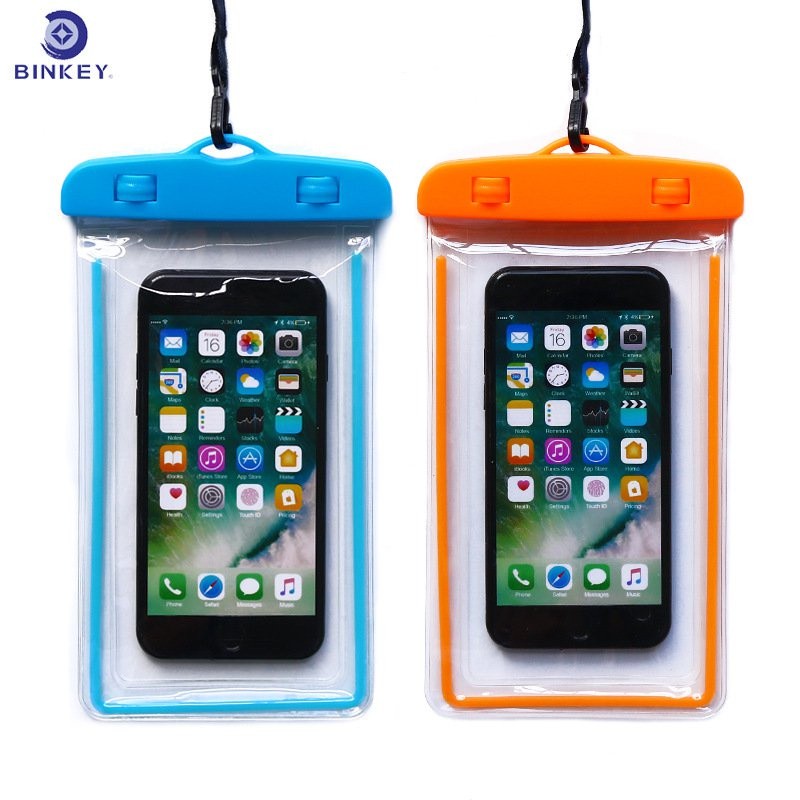 JA3 Luminous โทรศัพท์มือถือกระเป๋ากันน้ํากีฬากลางแจ้ง Halter Case PVC หน้าจอสัมผัสโปร่งใส