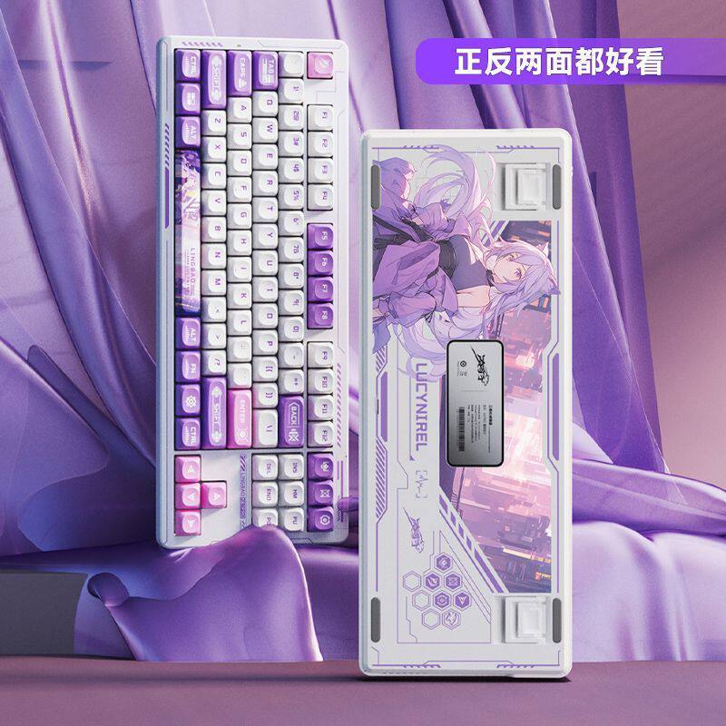 Lingbao K87PRO คีย์บอร์ดแบบกลไกที่กําหนดเองสามโหมดไร้สายบลูทูธเกมคอมพิวเตอร์เกม X ด้านข้างแกะสลัก Bl