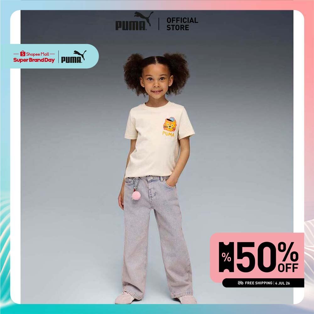 PUMA Kids Moody Cat Graphic Tee I Kids สีขาว - 63220587