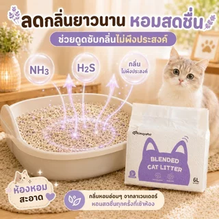 ทรายแมวเต้าหู้ ทรายเต้าหู้ ผสมเบนโทไนท์ ทรายเเมวผสม 6L ไม่ติดด้านล่าง กำจัดกลิ่น ปราศจากฝุ่น
