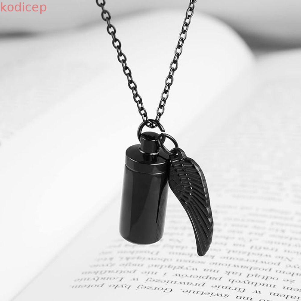 KODICEP1 Mini Ashes Urn จี้, กระบอก Ash Urn Vintage Cremation Urn สร้อยคอ, พร้อมโซ่สแตนเลส Openable 