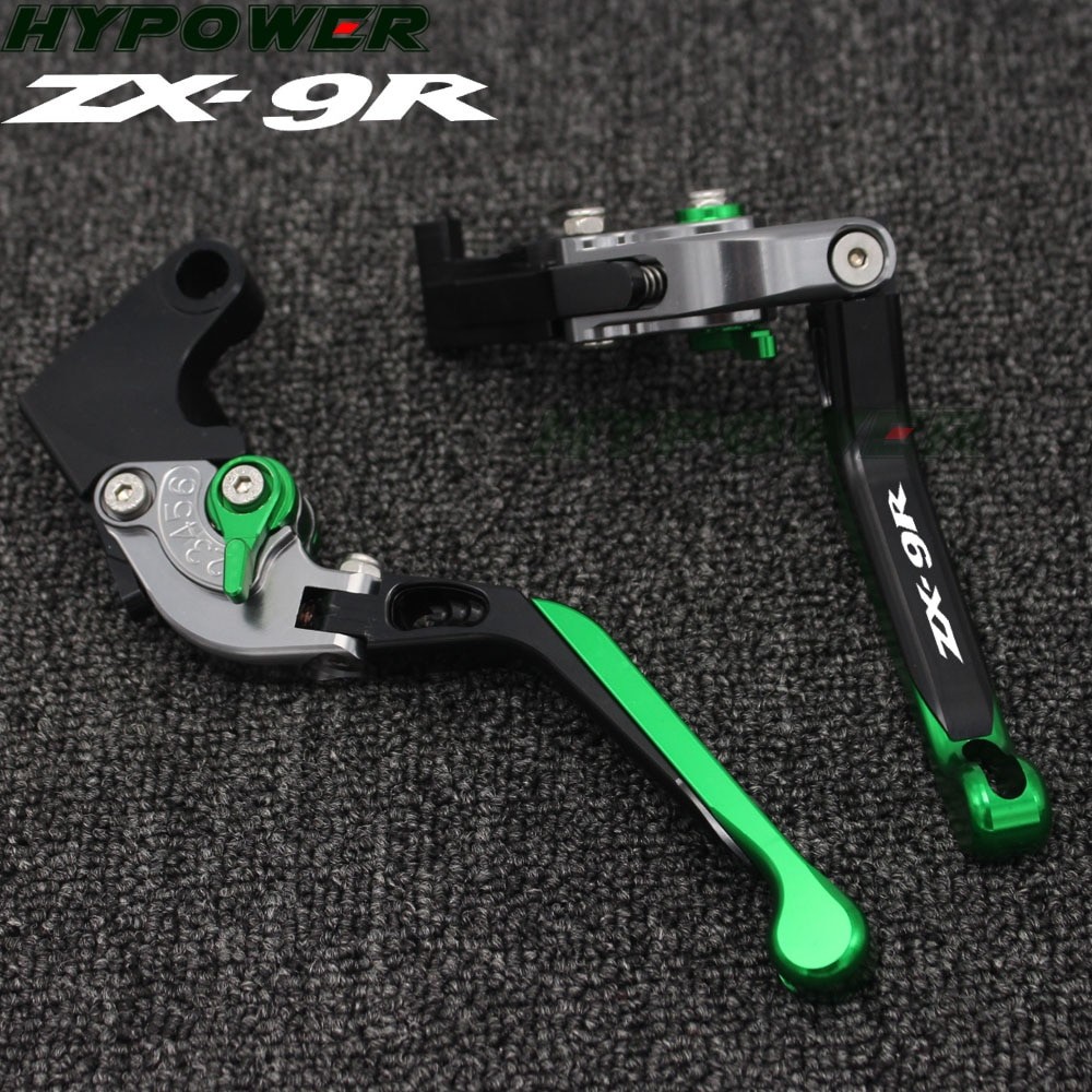 พร้อมโลโก้ (ZX-9R) สีเขียว + ไทเทเนียม CNC ใหม่ปรับรถจักรยานยนต์คลัทช์เบรคสําหรับ Kawasaki ZX9R ZX-9