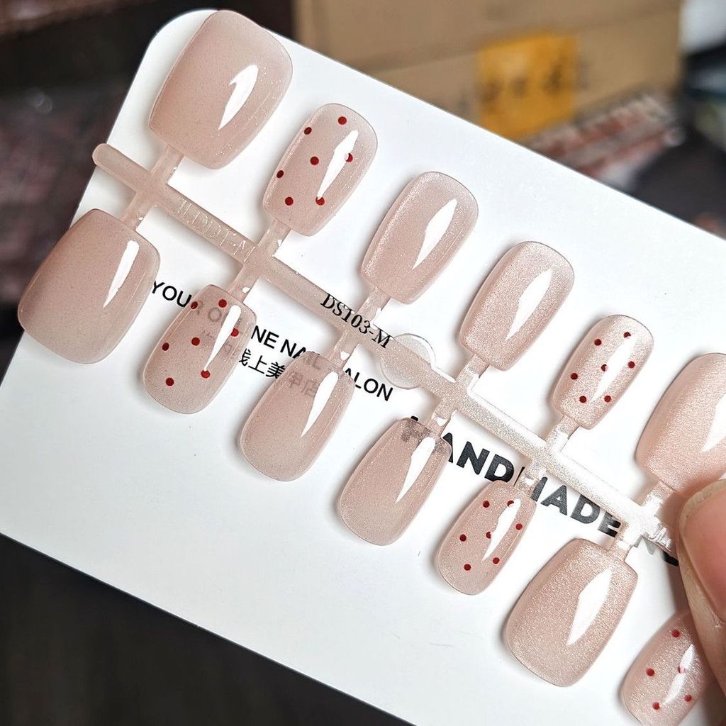 มาใหม่❤❤❤ Gentle Polka Dot Handmade Cats Eye Wear Simple Short Style All-Match Nails Patch Whitening