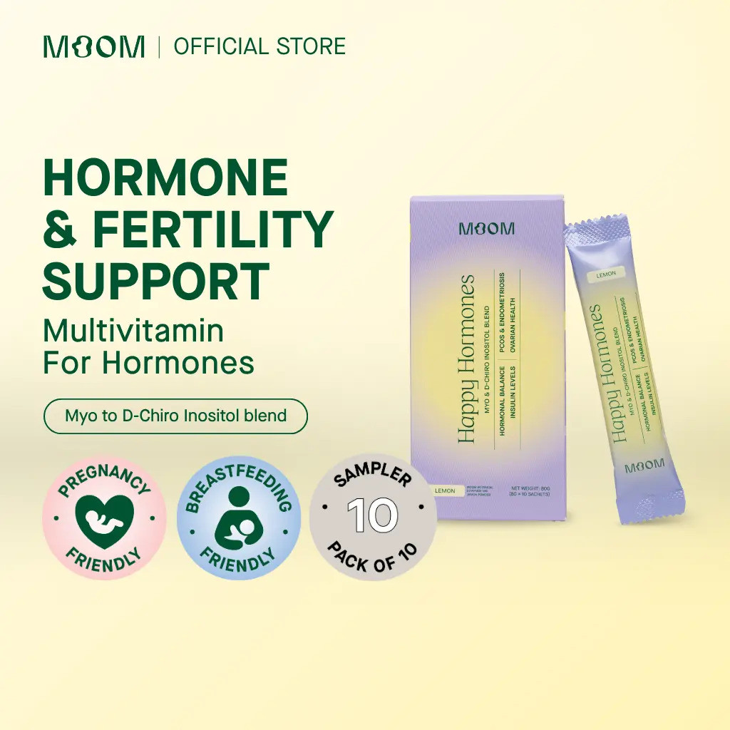 [10PC SAMPLER PACK] Moom Health Happy Hormones - วิตามินรวมสําหรับสมดุลฮอร์โมนและภาวะเจริญพันธุ์สําห