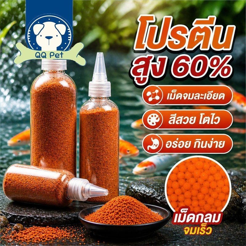 อาหารปลา เม็ดจม โปรตีนสูง 60 เปอร์เซ็นต์ อาหารปลาสวยงาม ปลาคราฟ ปลาเขตร้อน ปลาเล็ก