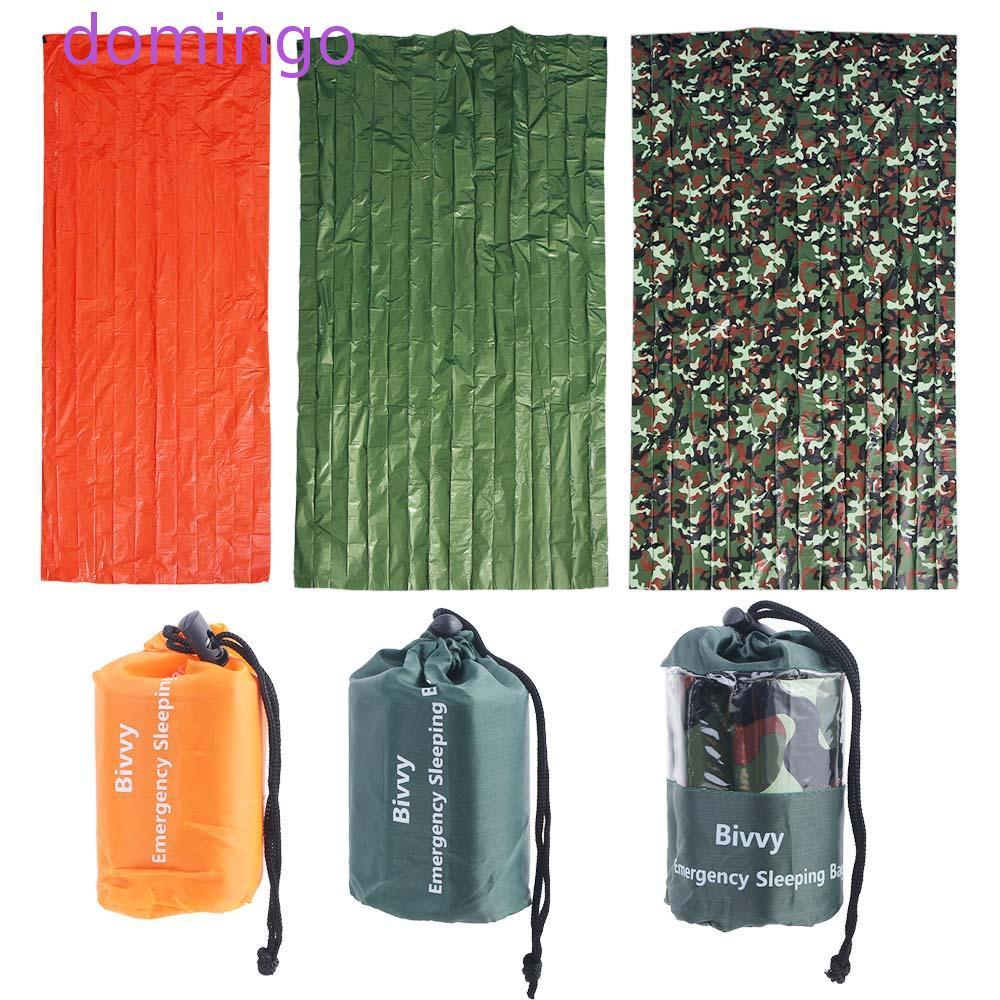 DOMINGO ถุงนอนฉุกเฉิน Keep Warm Camping ผ้าห่มความร้อนกลางแจ้ง Bivvy น้ําหนักเบา Windproof Survival ผ้าห่มกระเป๋า