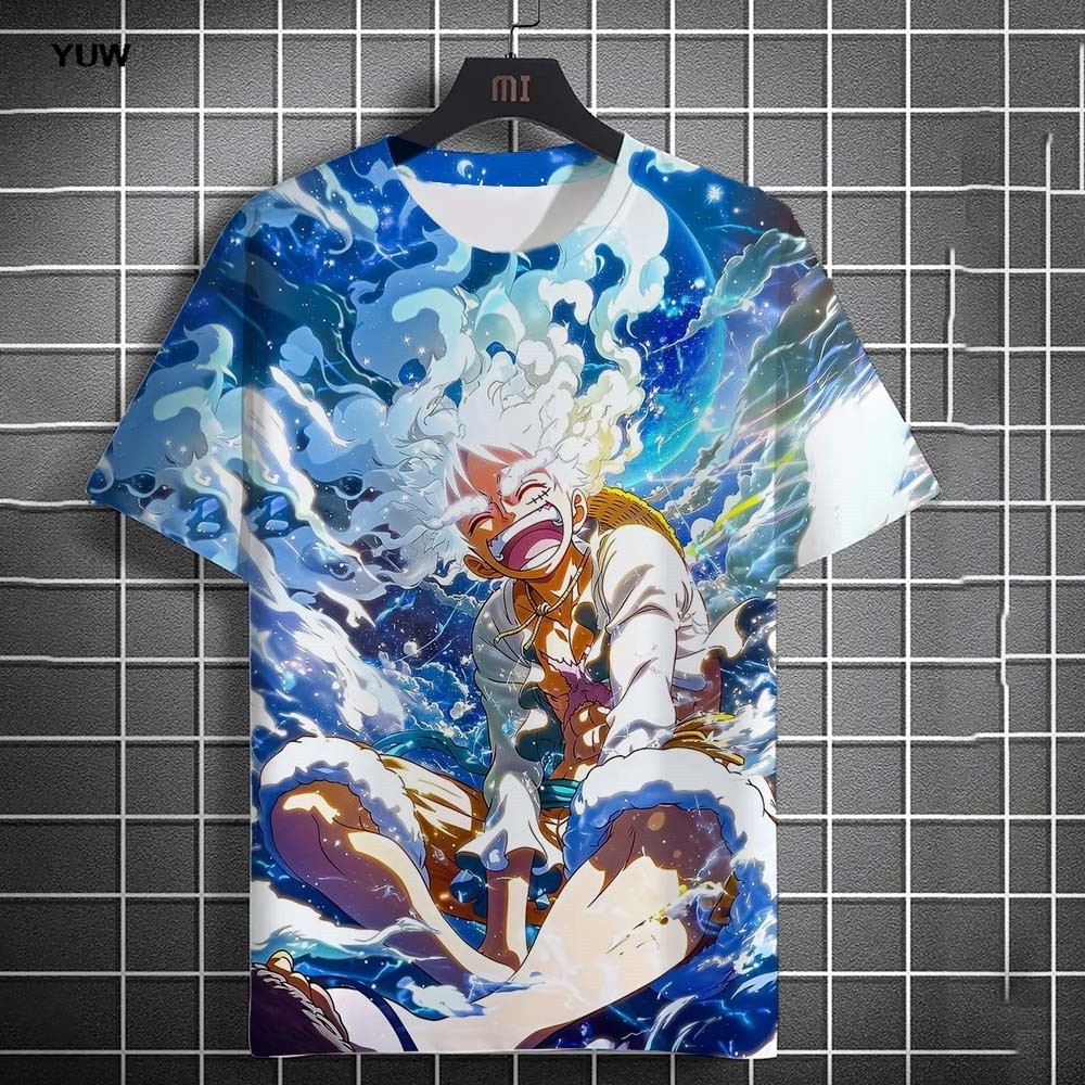 One Piece Men's T-Shirt Summer New Japanese Anime Free Luffy 3D Pattern Printed Clothes Fashion Pers