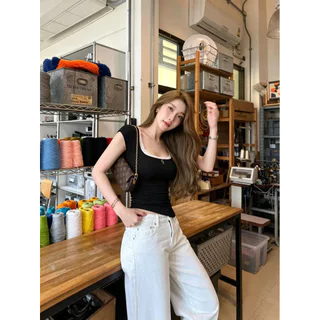 Fariy🍒คลังสินค้าพร้อม🍒 เสื้อยืดแขนสั้นคอเว้าแต่งลูกไม้สุดเซ็กซี่สไตล์สาวไทยฤดูร้อน 26