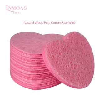 LNMOAS 10 ชิ้นที่บีบอัดทำความสะอาดผิวหน้าอย่างล้ำลึกน้ำยาล้างเครื่องสำอางเส้นใยไม้ธรรมชาติฟองน้ำทำความสะอาดฟองน้ำขัดผิว