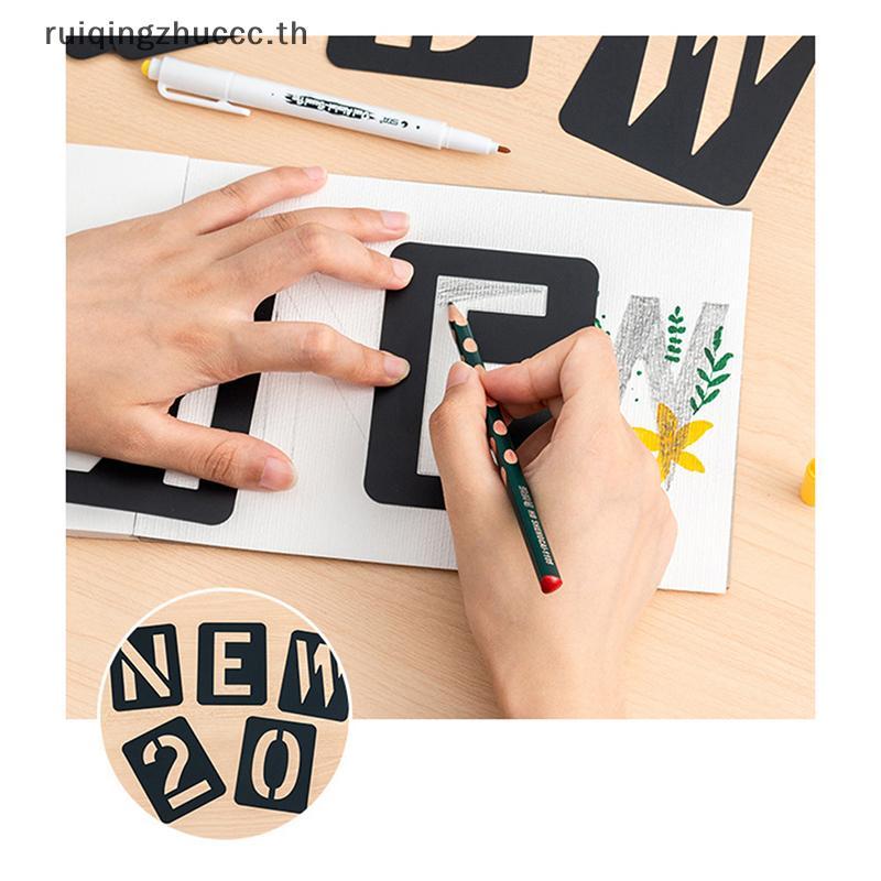 [ruiqingzhuccc] 42PCS Letter Number Symbol Craft Hollow Stencil Stampingลายนูนแม่แบบ [TH]