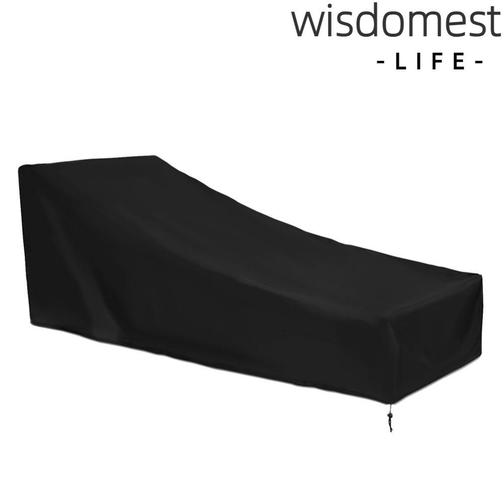 WISDOMEST Chaise Lounge ผ้าคลุมเก้าอี้,ผ้าป้องกันฝุ่นกันน้ํา Chaise Lounge Cover, ทนทานสีดําพับกลางแ