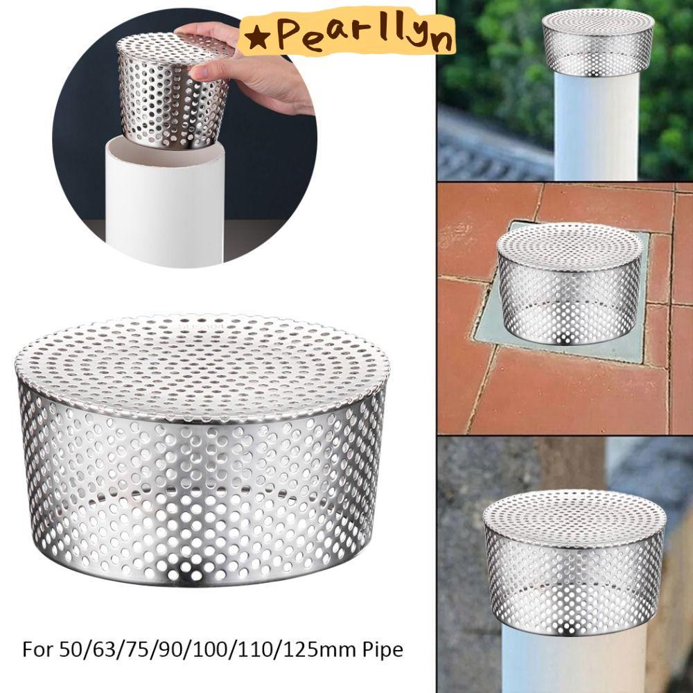 PEARLLYN หน้าจอกรองด้านข้างด้านนอก,รูปทรงวงกลมป้องกันการปิดกั้นหลังคาฝาครอบระบายน้ําชั้น,ฝาครอบท่อฝนรางน้ําท่อระบายน้ําหลังคาป้องกันหนูระเบียงท่อระบายน้ําชั้นกลางแจ