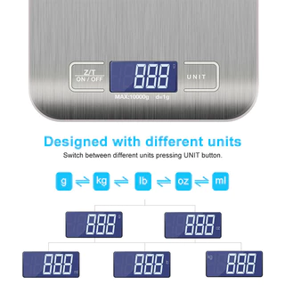 🔥COD🔥เครื่องชั่งอาหาร แบบดิจิตอล ใช้ในห้องครัว รับน้ำหนักได้ 10kg/1g วัตถุดิบ กาแฟ หน้าจอLED แถมถ่าน กันน้ำ มี4หน่วยตวง