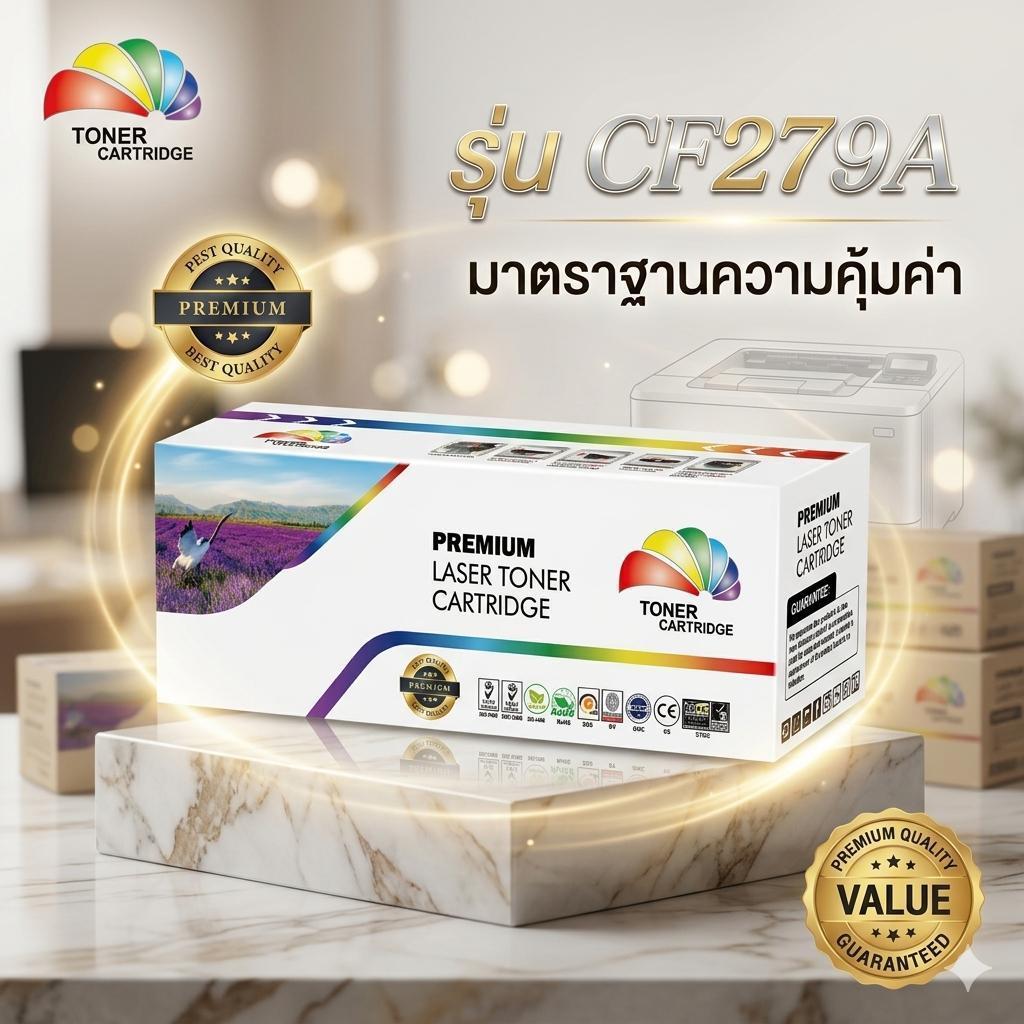 ตลับหมึก Premium Laser Toner เทียบเท่า CF279A (1K) BLACK พิมพ์คมชัด สีสด บรรจุ 1 ตลับ